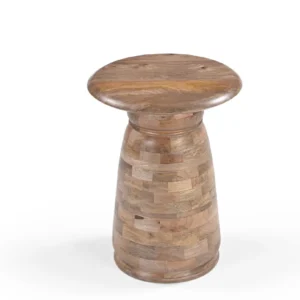Mango Wood Round End Table in Blackberry Stain Finish