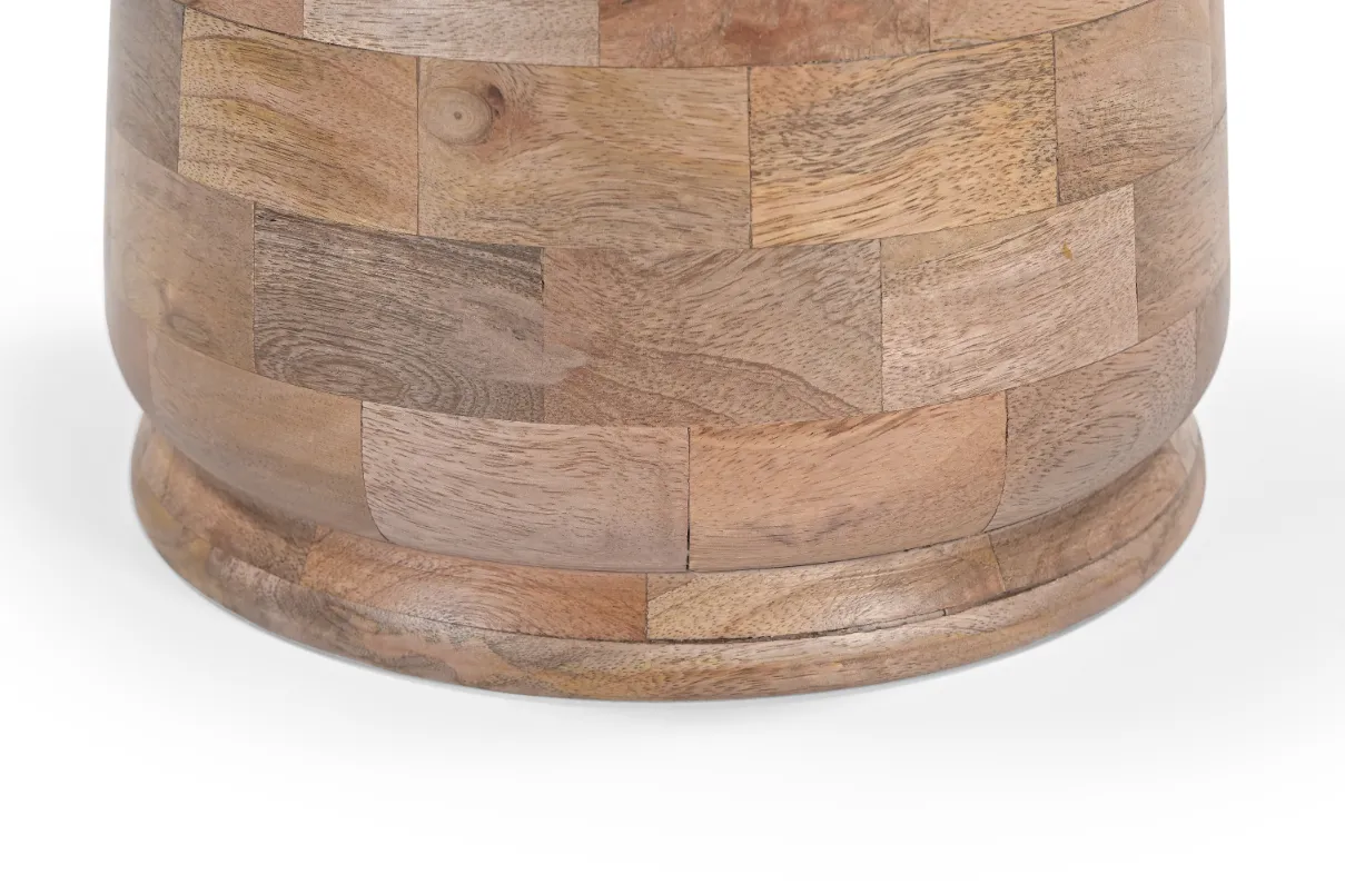 Mango Wood Round End Table with Tapered Base - Image 5