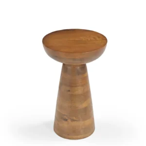Mango Wood Round End Table with Tapered Base