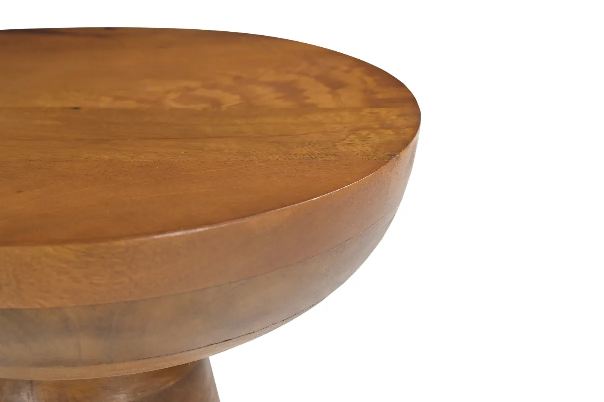 Mango Wood Round End Table with Tapered Base - Image 3