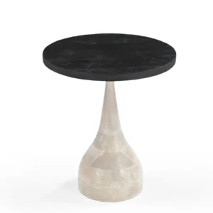 Mango Wood End Table in Black & White Stain Finish