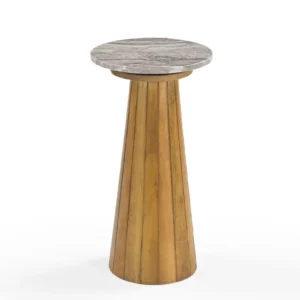 Mango Wood Strips End Table in Golden Oak Finish