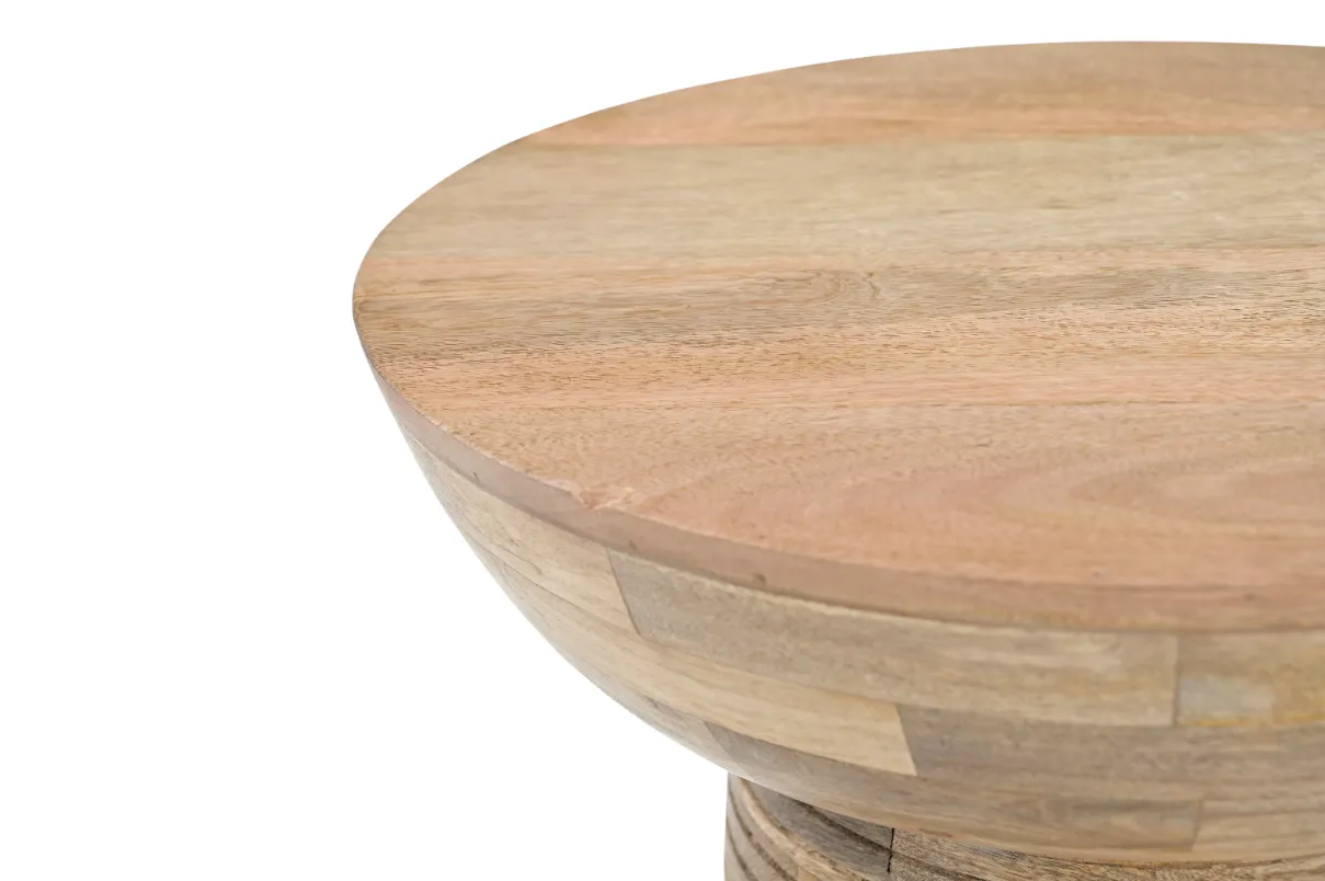 Mango Wood Round End Table in Natural Finish - Image 4
