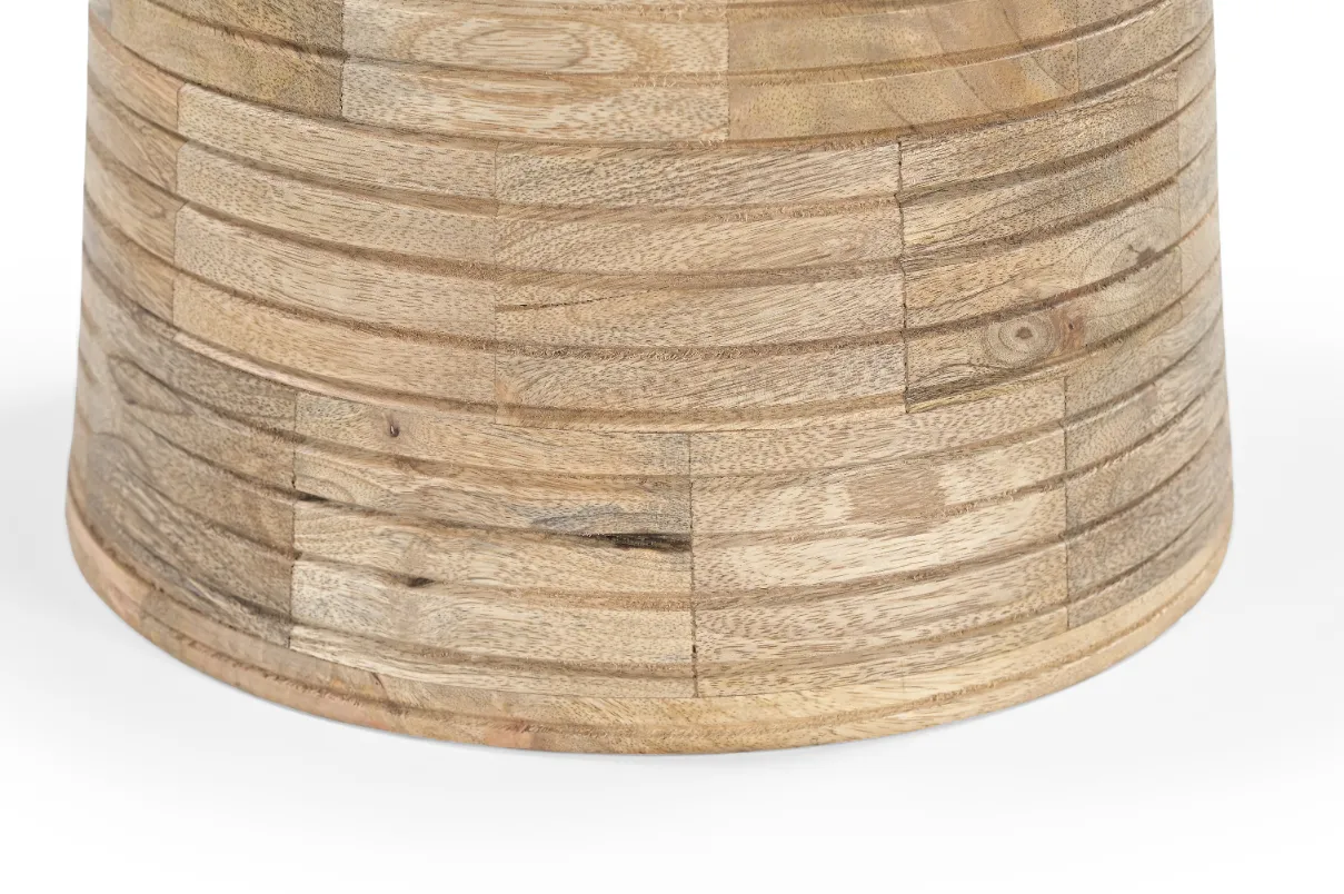 Mango Wood Round End Table in Natural Finish - Image 5