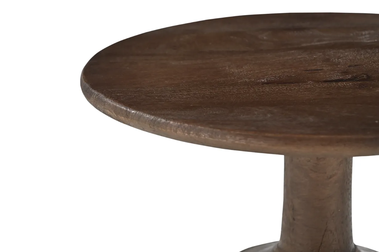 Mango Wood Round End Table in Walnut Finish - Image 4