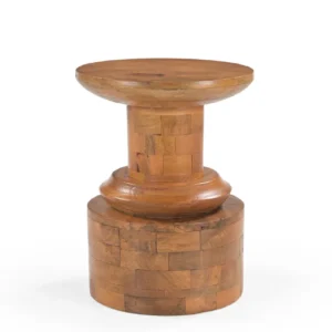 Mango Wood Round End Table in Honey Finish