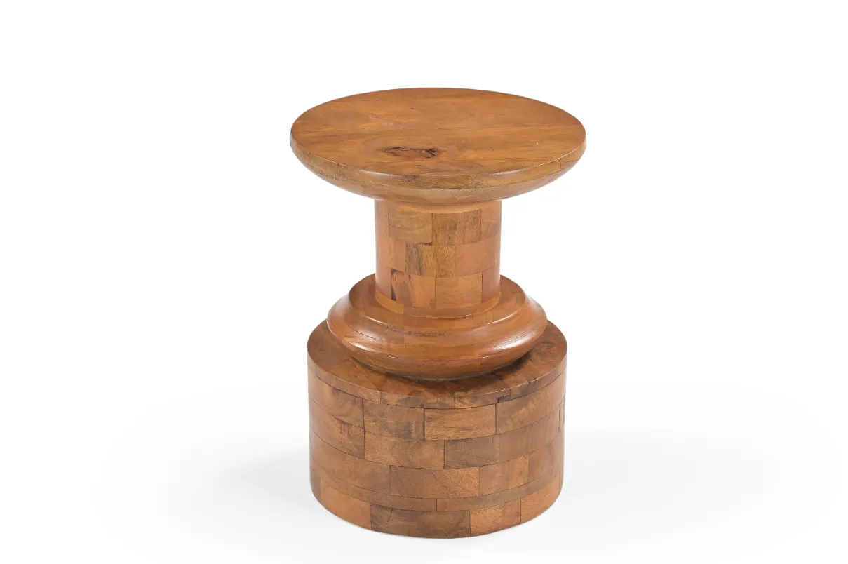 Mango Wood Round End Table in Honey Finish - Image 4
