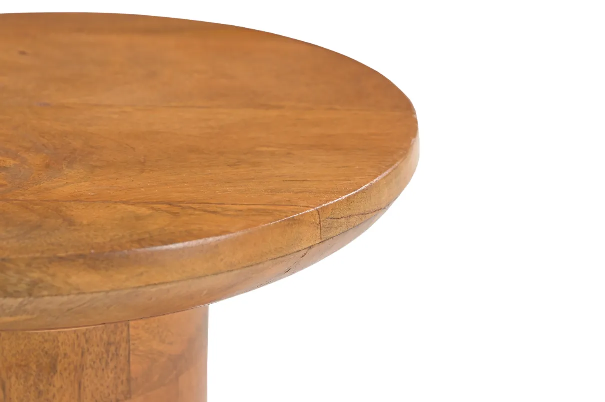 Mango Wood Round End Table in Honey Finish - Image 3