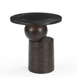Mango Wood End Table in Dark Walnut Finish