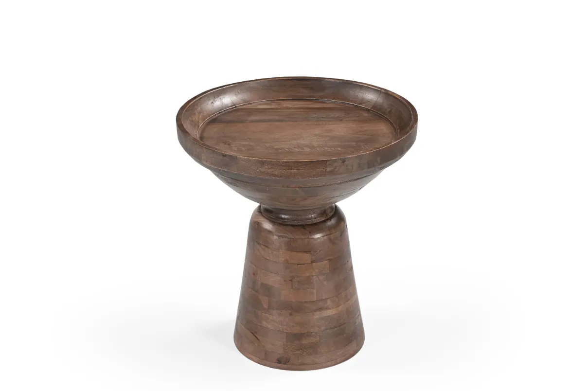 Mango Wood End Table in Dark Brown Finish