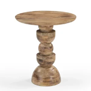 Mango Wood Round End Table in Fire Burn Finish