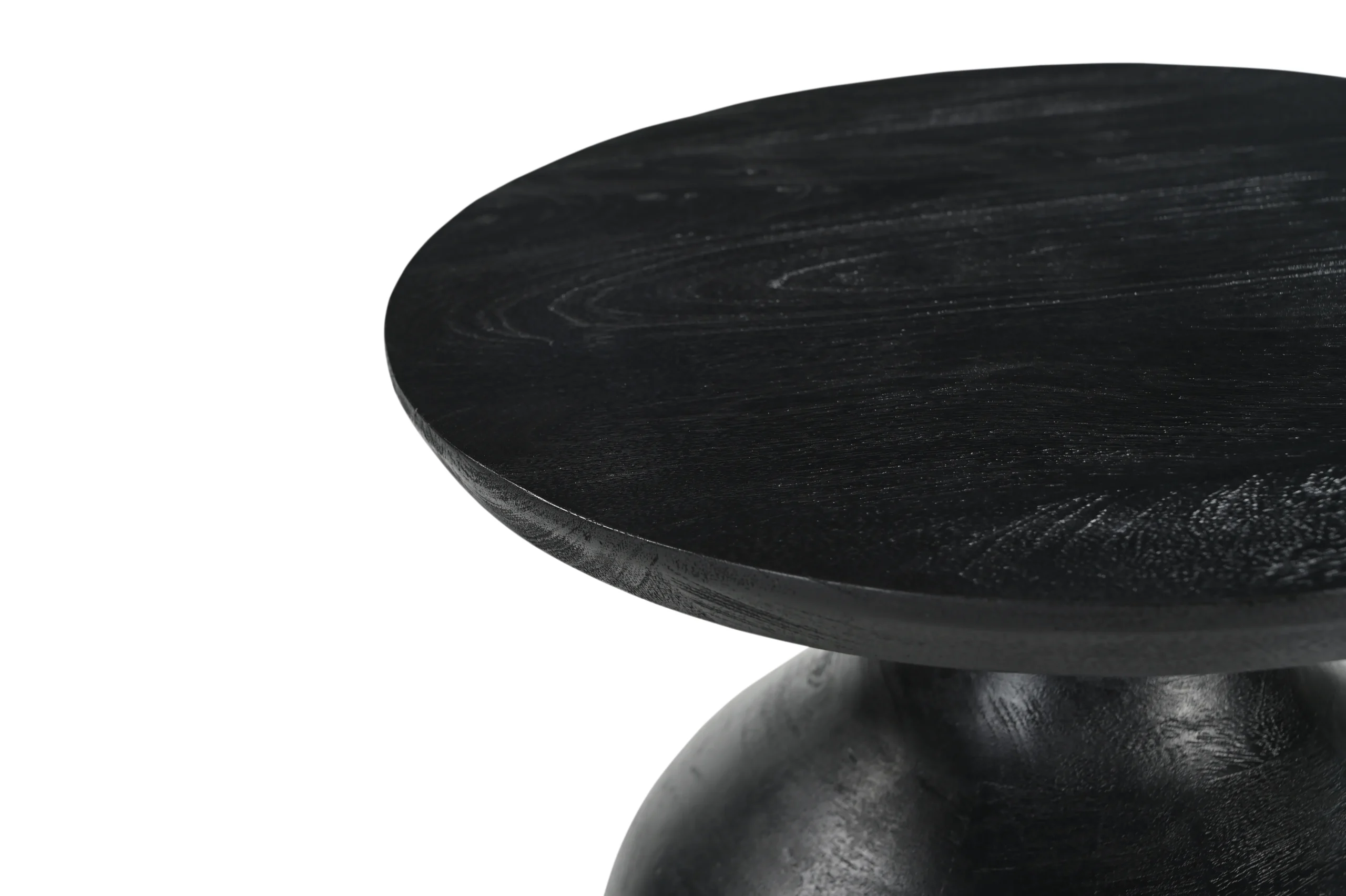 Mango Wood Round End Table in Black Finish - Image 3