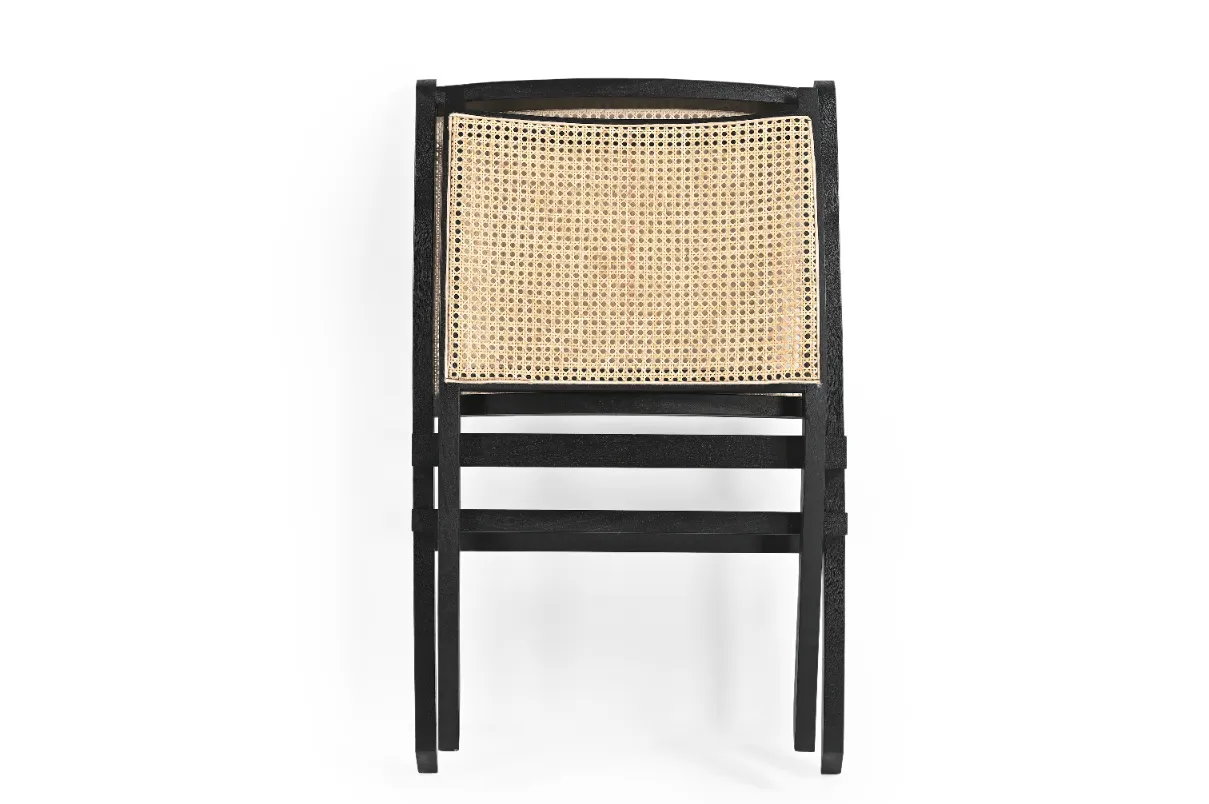 Mango Wood & Rattan Lounge Chair in Black Finish - Image 7