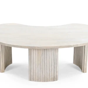 Mango Wood Curved Coffee Table in White Finish