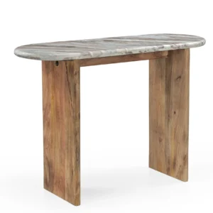 Mango Wood & Marble Console Table in Fire Burn Finish