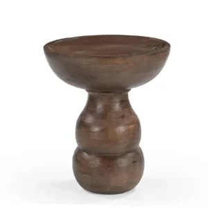 Mango Wood End Table in Light Walnut Finish