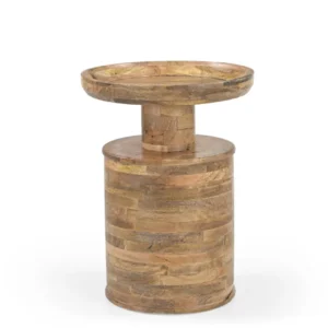 Mango Wood End Table in Natural Finish